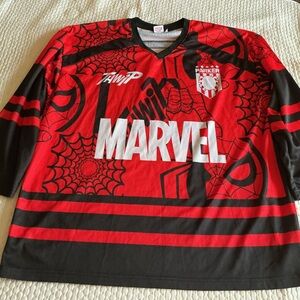 Marvel Red and Black Spider Web Long Sleeve Jersey